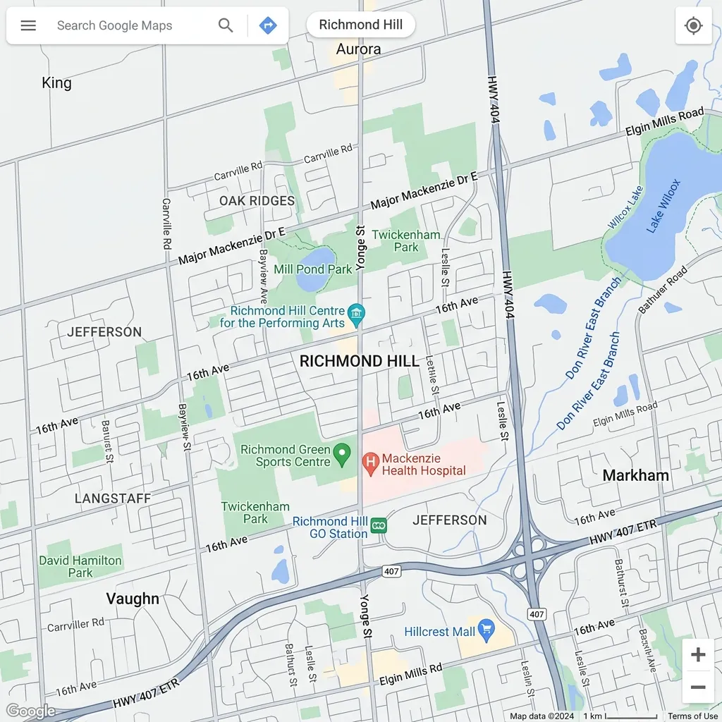 Richmond Hill, Ontario Service Map